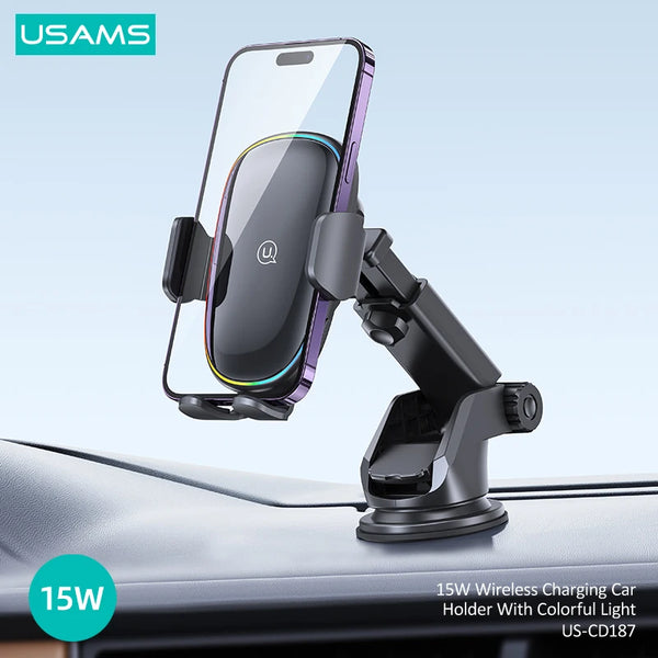 15W Car Phone Holder Wireless Charger Stand Air Vent  2 in 1 Mount For iPhone 16 15 14 Samsung Xiaomi Support Fast Charging